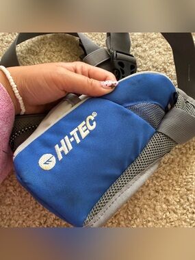 Hi-Tec Hydration Waist Pack Running Hiking Belt Blue Gray Water Bottle Holder